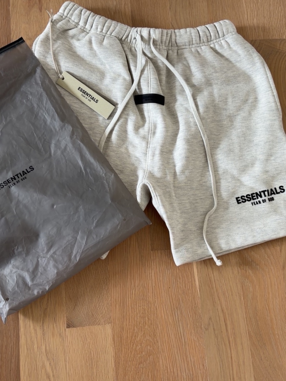 Essentials Light Heather Grey Cotton Drawstring Sweatshorts